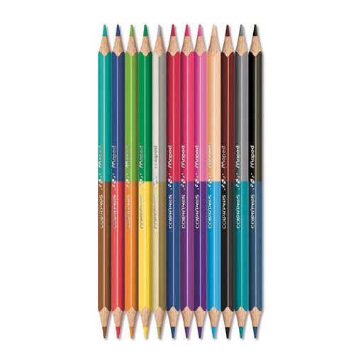 Színes ceruza készlet, kétvégű, háromszögletű, MAPED "Color'Peps Duo", 24 különböző szín