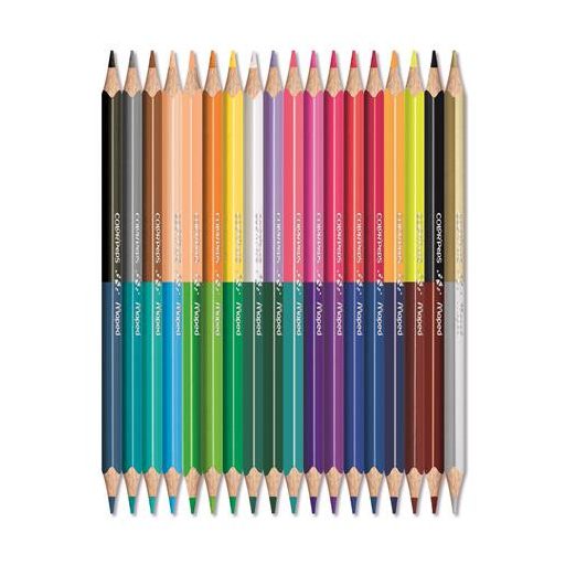 Színes ceruza készlet, háromszögletű, kétvégű, MAPED "Color'Peps Duo", 36 különböző szín