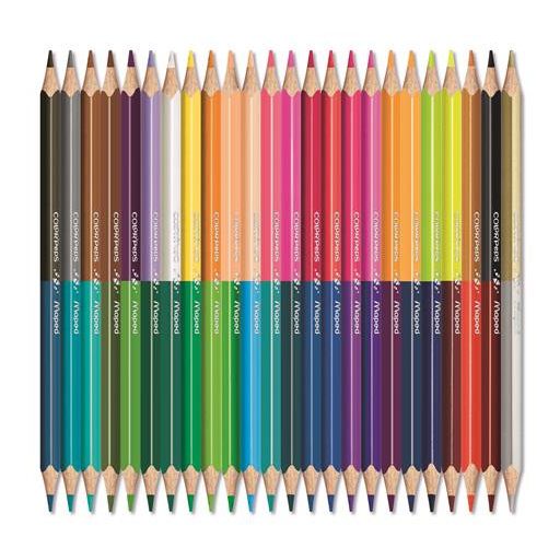Színes ceruza készlet, háromszögletű, kétvégű, MAPED "Color'Peps Duo", 48 különböző szín