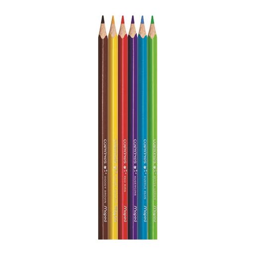 Színes ceruza készlet, háromszögletű, MAPED "Color'Peps Star", 6 különböző szín