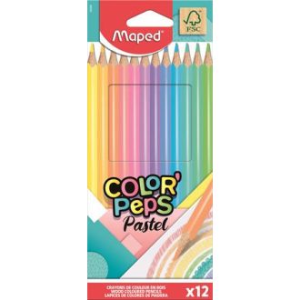   Színes ceruza készlet, háromszögletű, MAPED "Color'Peps Pastel", 12 különböző pasztell szín