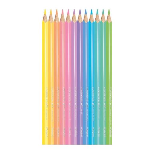 Színes ceruza készlet, háromszögletű, MAPED "Color'Peps Pastel", 12 különböző pasztell szín