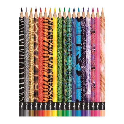 Színes ceruza készlet, háromszögletű, MAPED "Color'Peps Animal", 18 különböző szín