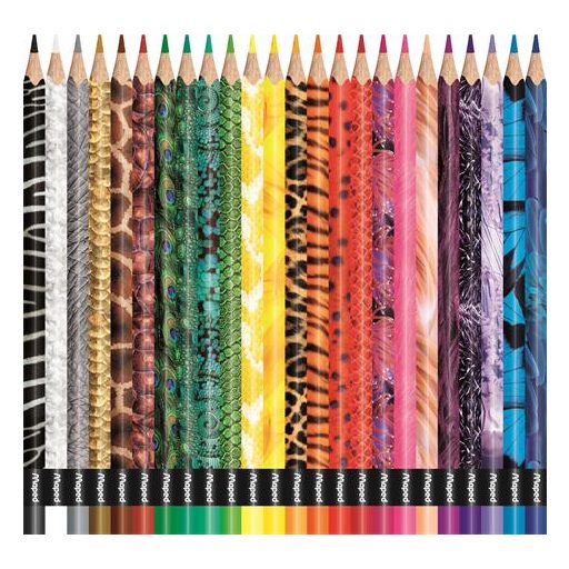 Színes ceruza készlet, háromszögletű, MAPED "Color'Peps Animal", 24 különböző szín