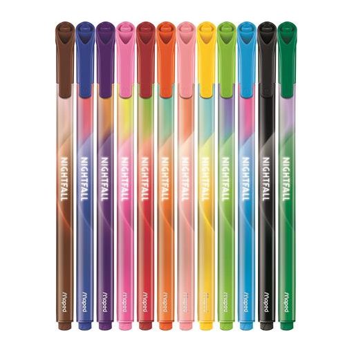 Filctoll készlet, 2,5 mm, kimosható, MAPED "Nightfall", 12 különböző szín