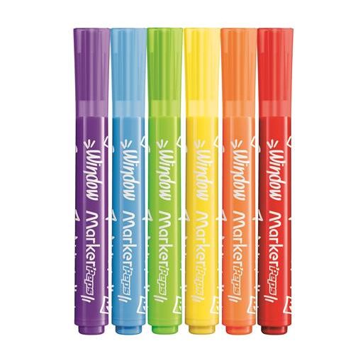 Ablakfilc készlet, vastag, törlőkendővel, 5 mm, MAPED "Marker'Peps", 6 különböző szín