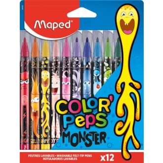   Filctoll készlet, 2,8 mm, kimosható, MAPED "Color'Peps Monster" 12 különböző szín