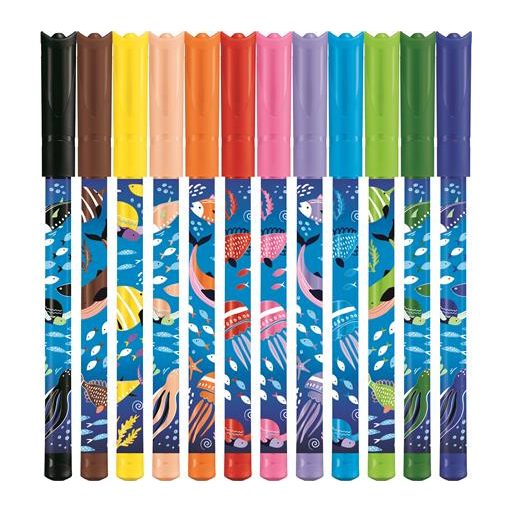 Filctoll készlet, 2 mm, kimosható, MAPED "Color'Peps Ocean Life", 12 különböző szín