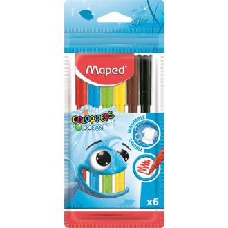   Filctoll készlet, 2 mm, kimosható, MAPED "Color'Peps Ocean", 6 különböző szín