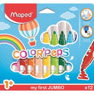   Filctoll készlet, 1-5 mm, kimosható, vastag, MAPED "Color'Peps Jumbo", 12 különböző szín