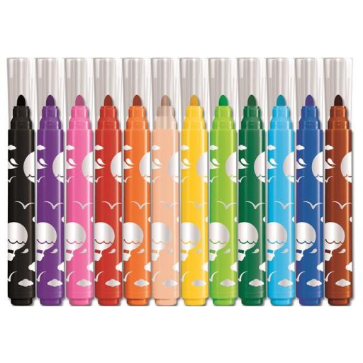 Filctoll készlet, 1-5 mm, kimosható, vastag, MAPED "Color'Peps Jumbo", 12 különböző szín