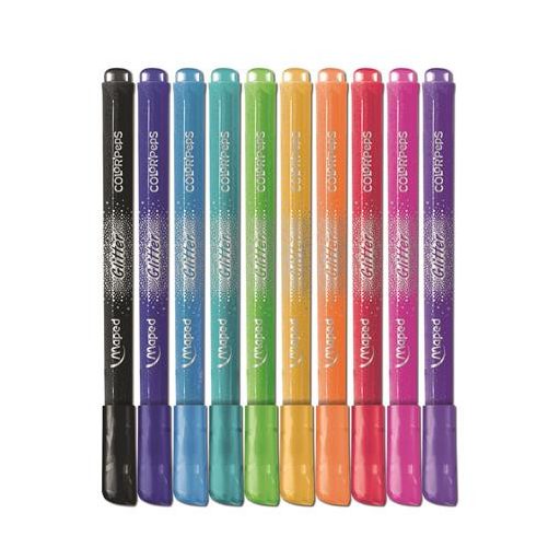 Filctoll készlet, 2,8 mm, csillámos, MAPED "Color'Peps Glitter", 10 különböző szín