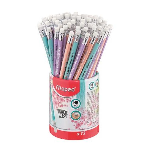 Grafitceruza radírral, ceruzatartó, HB, háromszögletű, MAPED "Black'Peps Pastel", vegyes pasztell színek