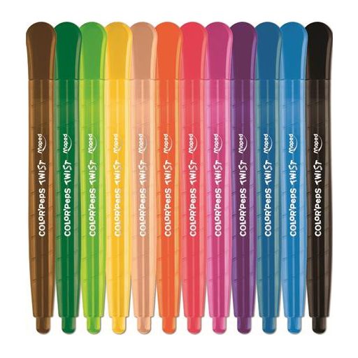 Zsírkréta, kitekerhető, MAPED "Color'Peps", 12 különböző szín