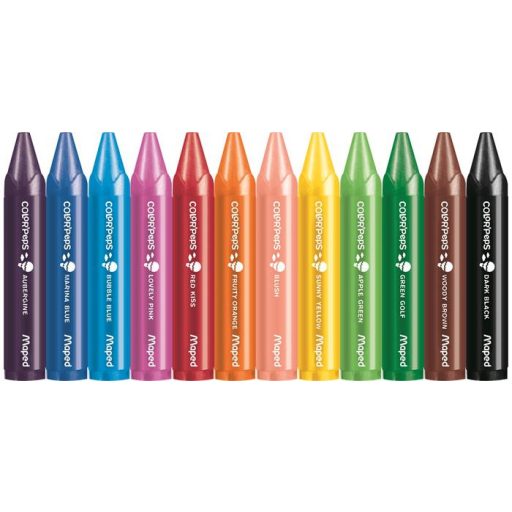 Zsírkréta, vastag, MAPED "Color'Peps MAXI Wax", 12 különböző szín