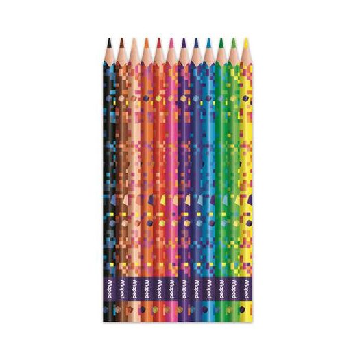 Színes ceruza készlet, háromszögletű, MAPED "Pixel Party", 12 különböző szín