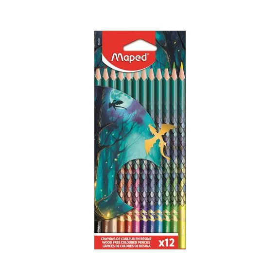 Színes ceruza készlet, háromszögletű, MAPED „Dragon sárkány”, 12 különböző szín Színes ceruza készlet, háromszögletű, MAPED „Dragon sárkány”, 12 különböző szín