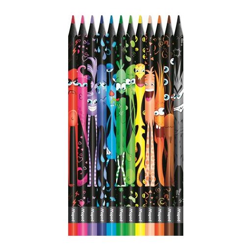 Színes ceruza készlet, háromszögletű, MAPED "Color'Peps Monster", 12 különböző szín
