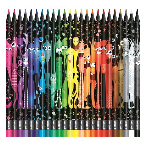 Színes ceruza készlet, háromszögletű, MAPED "Color'Peps Monster" 24 különböző szín