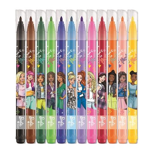 Filctoll készlet, 2,8 mm, kimosható, MAPED "Barbie", 12 különböző szín