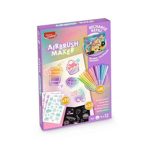 Kreatív festékszóró utántöltő, pasztell színek, MAPED CREATIV "Airbrush Maker"