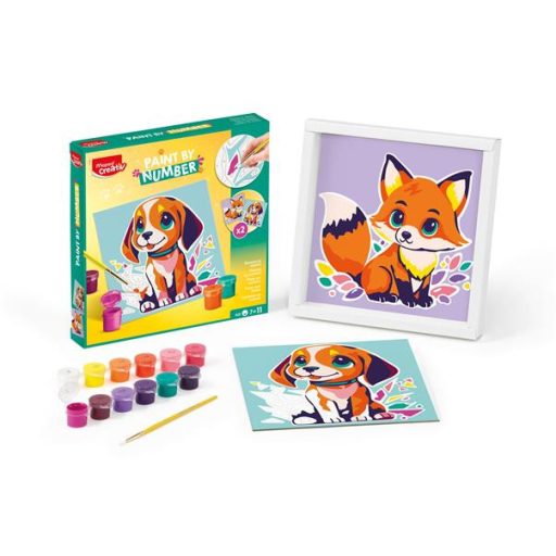 Számfestő készlet, kutya és róka, MAPED CREATIV "Paint by number"