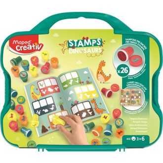   Nyomdázó készlet, foglalkoztató füzettel, bőröndben, dínó, MAPED CREATIV "Stamps"