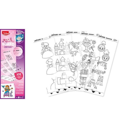Kreatív rajzkészlet, kiegészítő sablon, tündérmese, MAPED CREATIV "Lumi Board"
