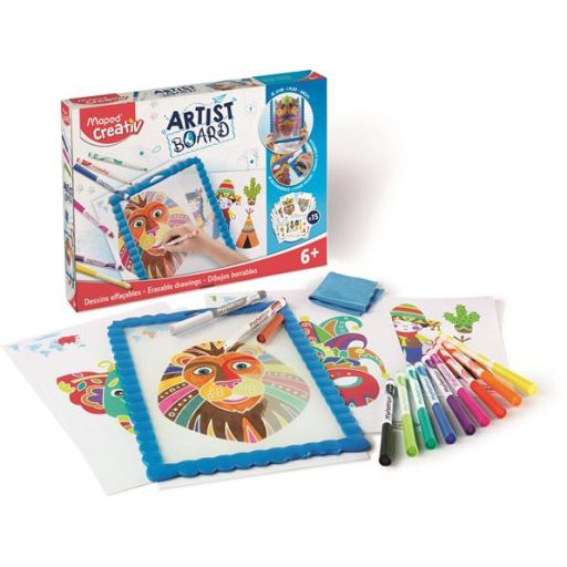 Kreatív készségfejlesztő tábla, átlátszó, törölhető, MAPED CREATIV, "Artist Board", kalandos világ