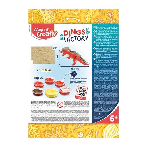 Dínó készítő modellező gyurmakészlet, T-Rex, MAPED CREATIV "Dinos factory"
