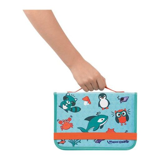 Kreatív készségfejlesztő tábla, utazótáskával, állati móka, MAPED CREATIV "Travel Board"