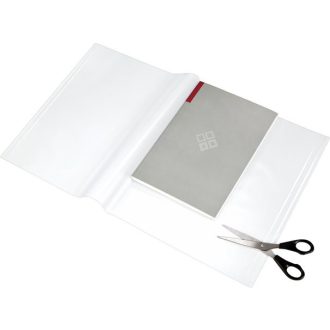   Füzet- és könyvborító, áttetsző, fényes felület, állítható széllel, öntapadó csíkkal 550x310 mm, PP, PANTA PLAST
