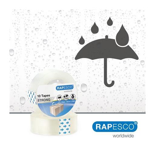 Ragasztószalag, 19 mm x 33 m, RAPESCO, 10 db,  áttetsző