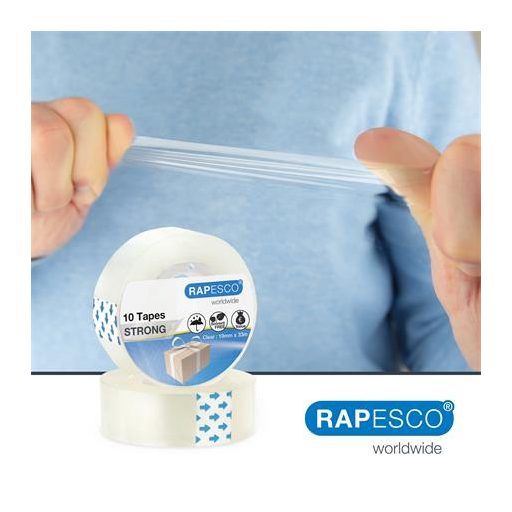 Ragasztószalag, 19 mm x 33 m, RAPESCO, 10 db,  áttetsző