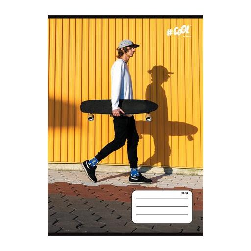 Füzet, tűzött, A5, vonalas, 32 lap, 4-8. osztály, COOL BY VICTORIA, "Skateboard", "21-32"