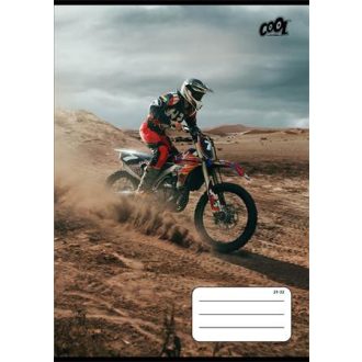   Füzet, tűzött, A5, vonalas, 32 lap, 4-8. osztály, COOL BY VICTORIA "Motocross", "21-32"