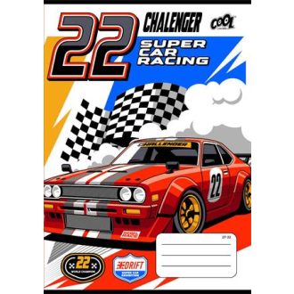   Füzet, tűzött, A5, kockás, 32 lap, COOL BY VICTORIA "Race cars", "27-32"