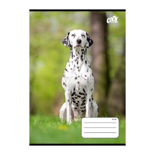 Füzet, tűzött, A5, kockás, 32 lap, COOL BY VICTORIA "B&W dogs", "27-32"