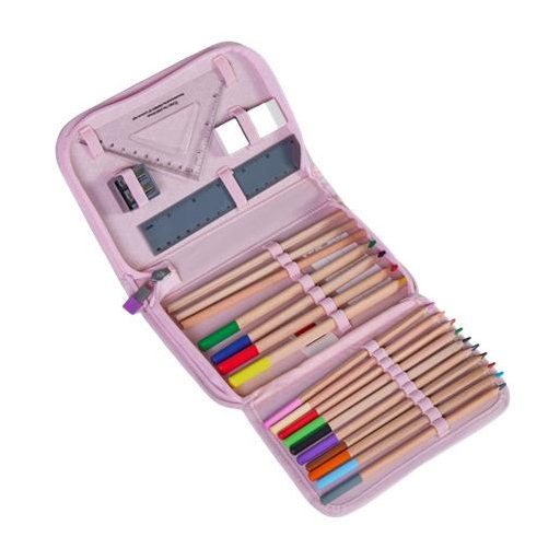 Tolltartó, klapnis, cipzáras, töltött, LEGO "Flowers", rózsaszín-mintás