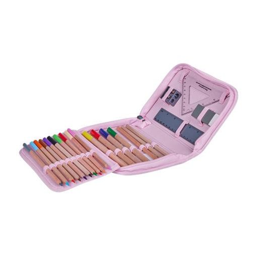 Tolltartó, klapnis, cipzáras, töltött, LEGO "Flowers", rózsaszín-mintás