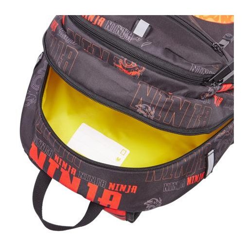 Hátizsák, dulpa rekeszes, LEGO "Ninjago Dragon Energy", fekete-mintás