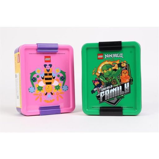 Uzsonnás doboz, LEGO "Bee", lila-rózsaszín-mintás