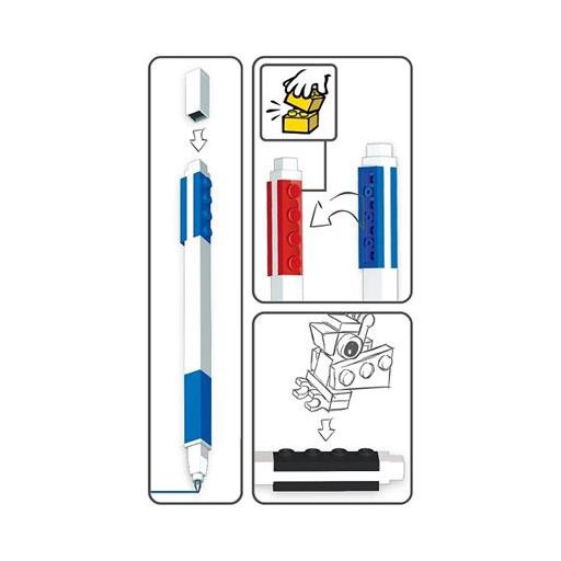 Zseléstoll készlet, 0,7 mm, kupakos, LEGO, 3 különböző szín