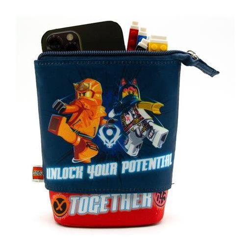 Tolltartó, cipzáras, pop-up, LEGO "Ninjago Together", kék-piros-mintás