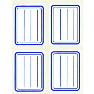   Füzetcímke, kék szegélyes, vonalas, 38x50 mm, 20 db, APLI
