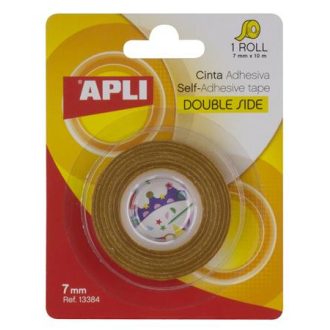 Ragasztószalag, kétoldalas, 7 mm x 10 m, APLI, átlátszó