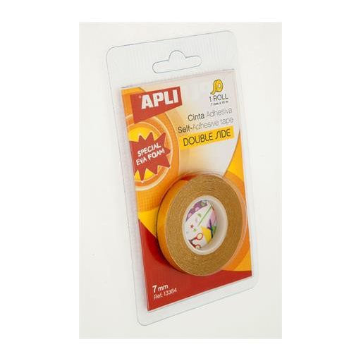 Ragasztószalag, kétoldalas, 7 mm x 10 m, APLI, átlátszó