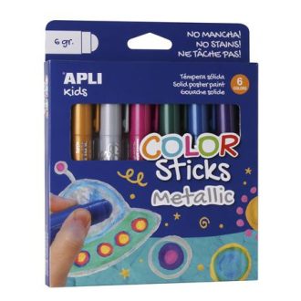   Tempera kréta készlet, APLI Kids "Color Sticks Metallic", 6 különböző metál szín