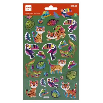   Matrica, fémes hatású, APLI Kids "Stickers", dzsungel
