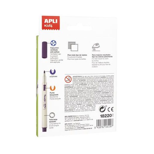 Textilfilc, 2,9 mm, APLI Kids "Markers Textil", 10 különböző szín